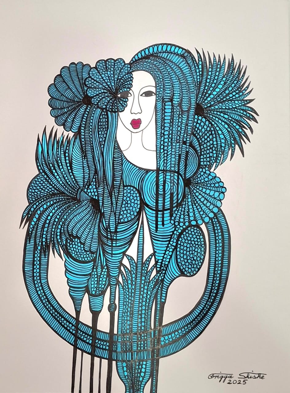 Faces Series, 2025.  Acrylic and permanent maker on paper.  
48 x 60 in (121.92 x 152.4 cm). 