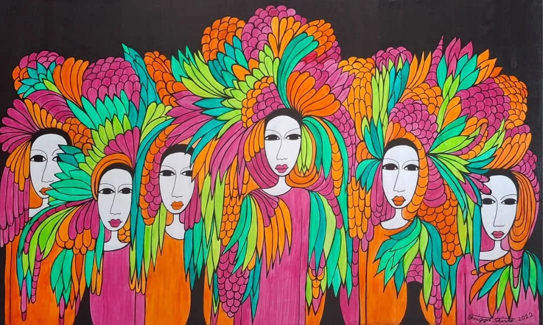 Faces Series, 2022. Acrylic on canvas. 23.62 x 39.37 in (60 x 100 cm).