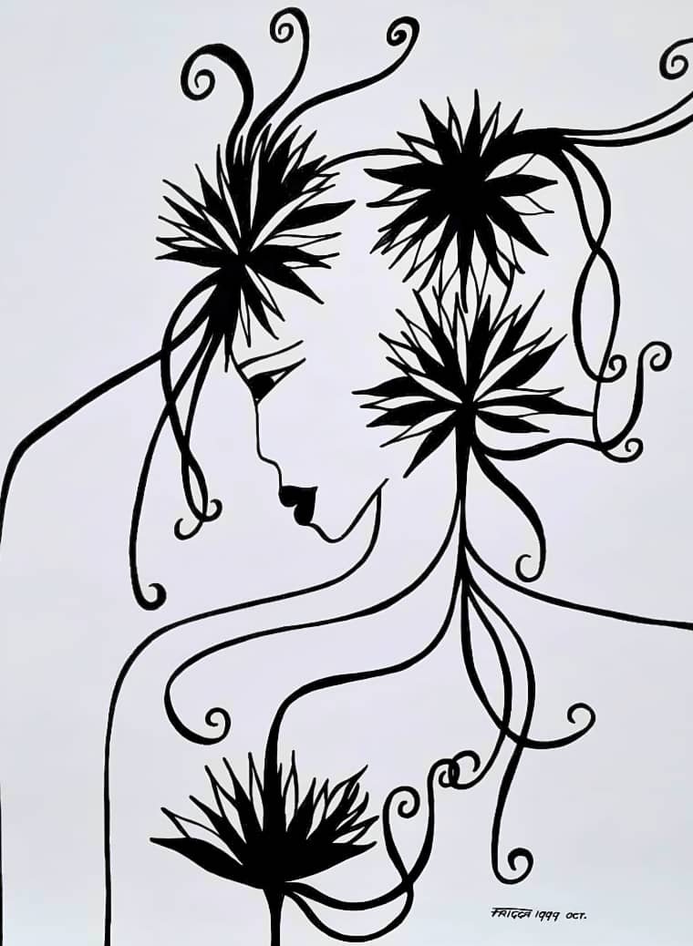   
Faces Series, 1999. Permanent maker on paper.  
48 x 60 in (121.92 x 152.4 cm). 