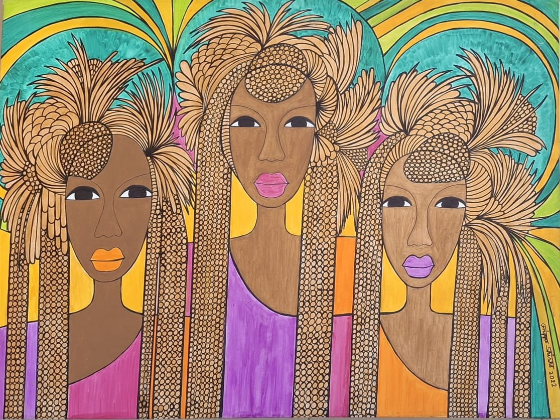 Faces Series, 2022. Acrylic on canvas. 19.68 x 27.55 in (50 x 70 cm).
