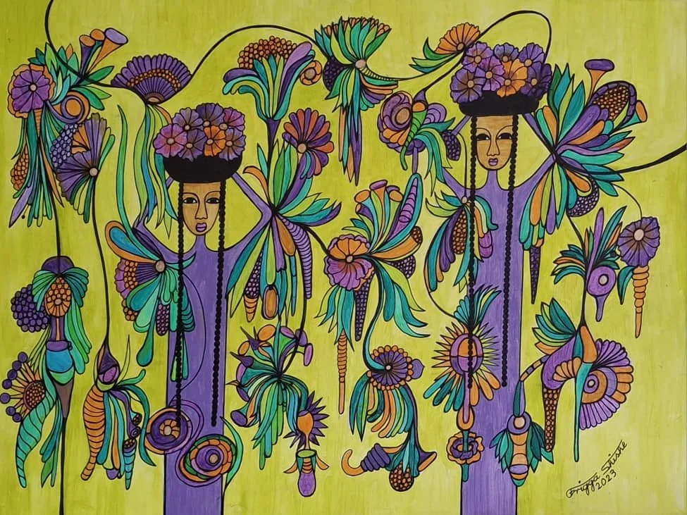 Faces Series, 2023. Acrylic on canvas. 23.62 x 31.49 in (60 x 80 cm).