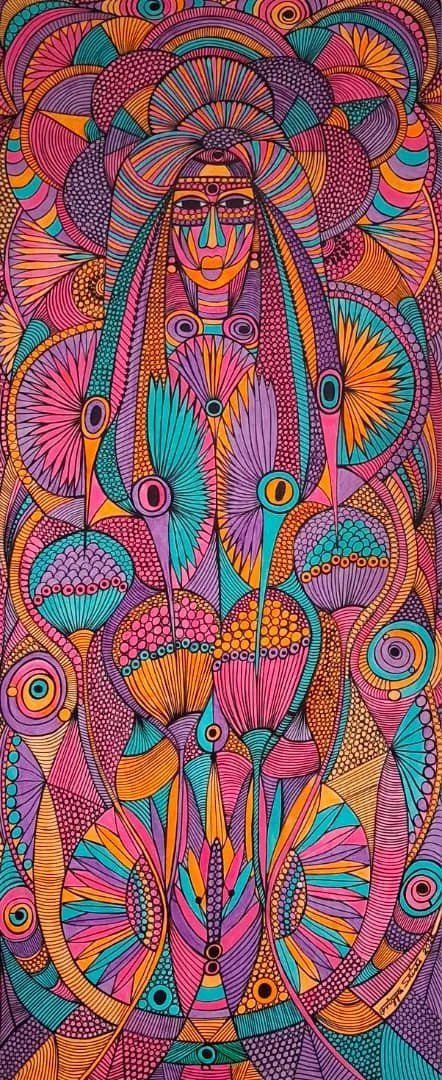 Faces Series, 2024. Acrylic on canvas. 19.68 x 47.24 in (50 x 120 cm).