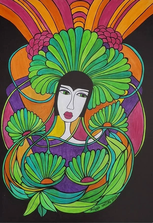 Faces Series, 2021. Acrylic on canvas. 19.68 x 23.62 in (50 x 60 cm).