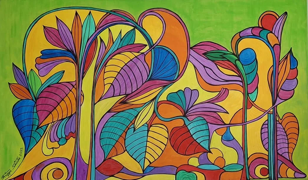 Floral Series, 2022. Acrylic on canvas- 23.62x39.37 in / (60x100cm).