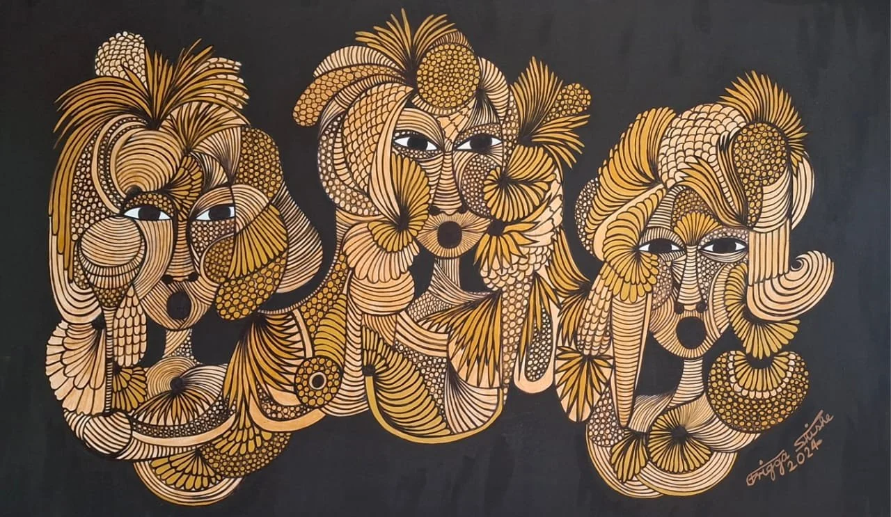 Faces Series, 2024. Acrylic on canvas. 23.62 x 39.37 in (60 x 100 cm).