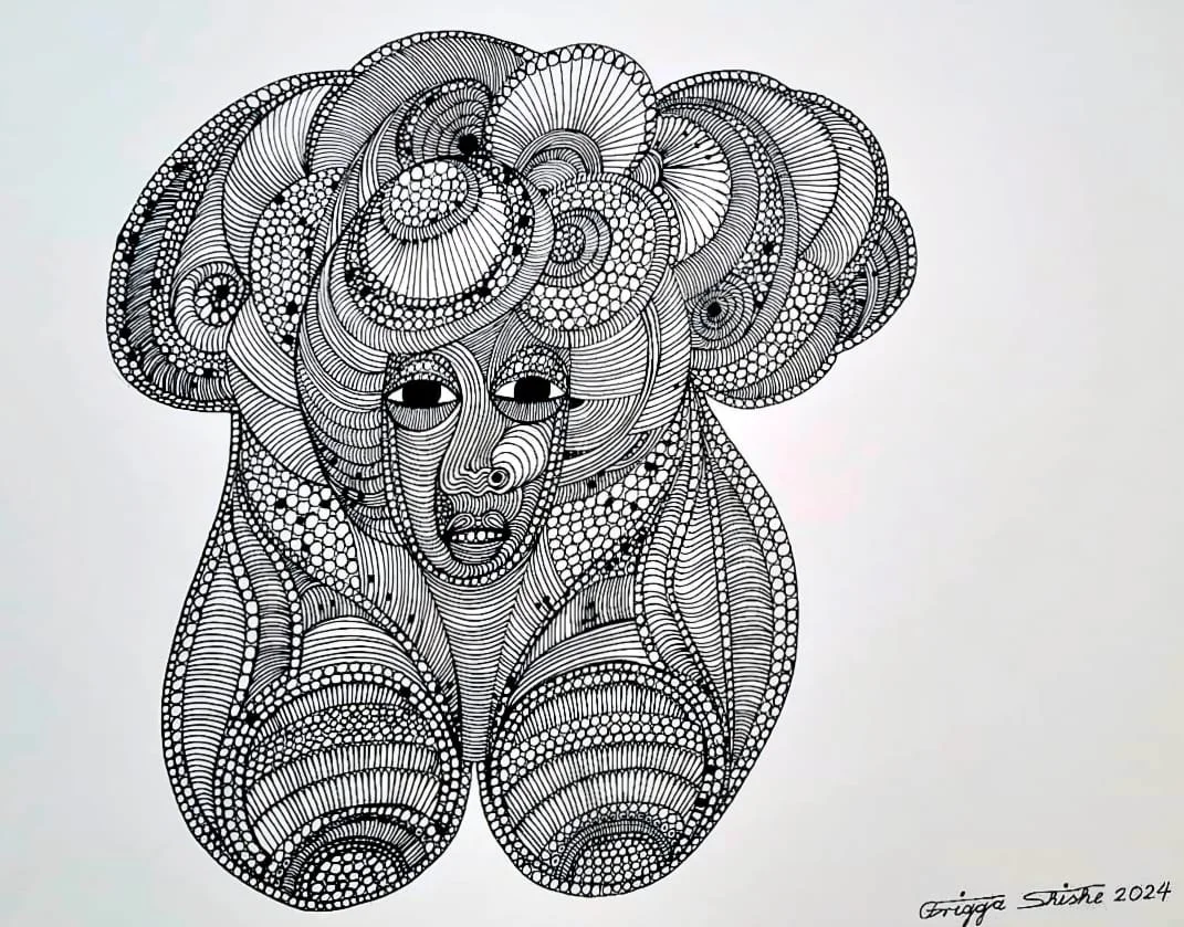 Faces Series, 2024. Permanent maker on paper.  
48 x 60 in (121.92 x 152.4 cm).