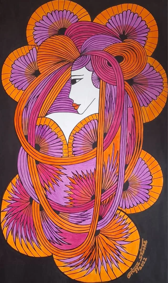 Faces Series, 2022. Acrylic on canvas. 23.62 x 39.37 in (60 x 100 cm).