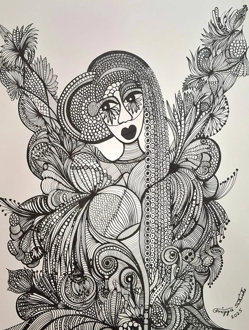 Faces Series, 2025. Permanent maker on paper.  
48 x 60 in (121.92 x 152.4 cm).