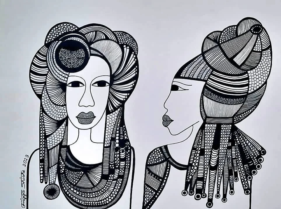  Faces Series, 2023. Permanent maker on paper.  
48 x 60 in (121.92 x 152.4 cm).