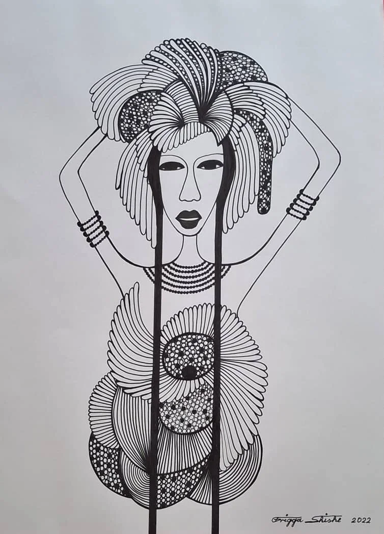  Faces Series, 2022. Permanent maker on paper.  
48 x 60 in (121.92 x 152.4 cm).