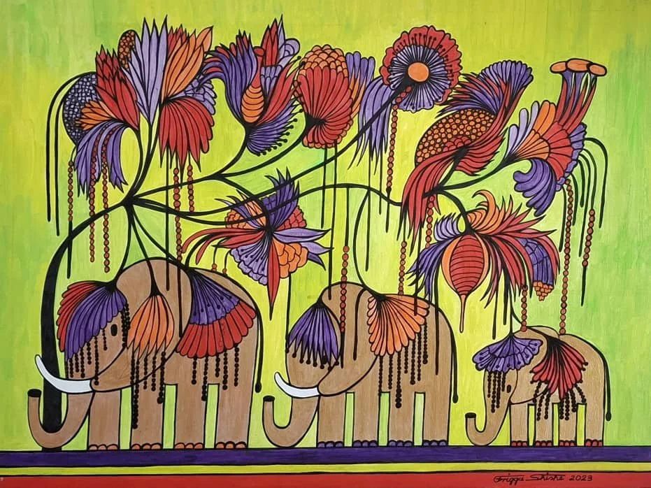 Elephant Series, 2023. Acrylic on canvas- 23.62x31.49 in / (60x80cm).