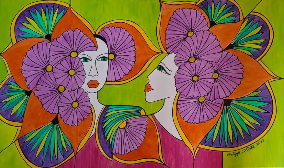 Faces Series, 2022. Acrylic on canvas. 23.62 x 31.49 in (60 x 80 cm).