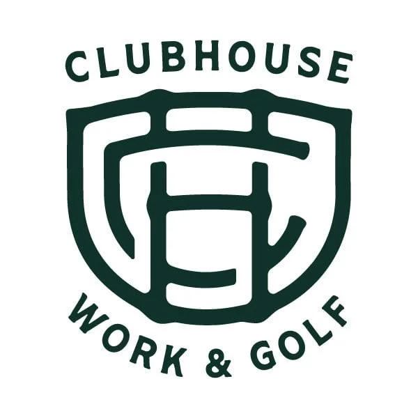 Logo for Clubhouse Work & Golf, featuring a stylized shield with the letter H in the center.