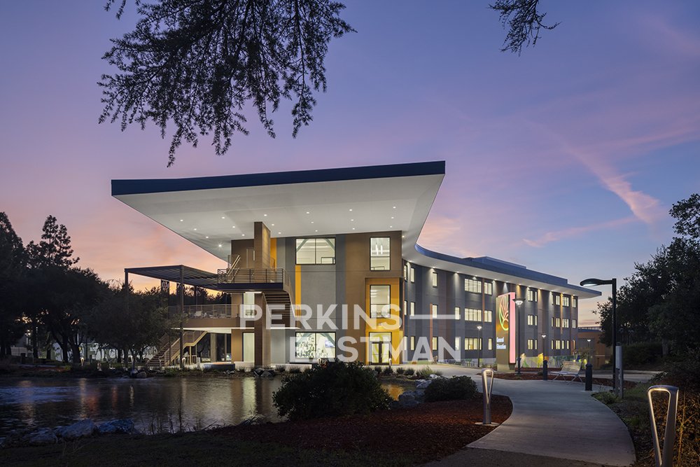 SJE CCD - EVC - Gen Ed & Engineering Bldg_Photo Ext Entrance Dusk_Photograph by Andrew Rugge - Copyright Perkins Eastman.jpg