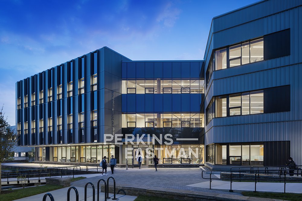 UMass - Computer Science Labs_Photo Ext Entrance South Dusk_Photograph by Andrew Rugge - Copyright Perkins Eastman.jpg