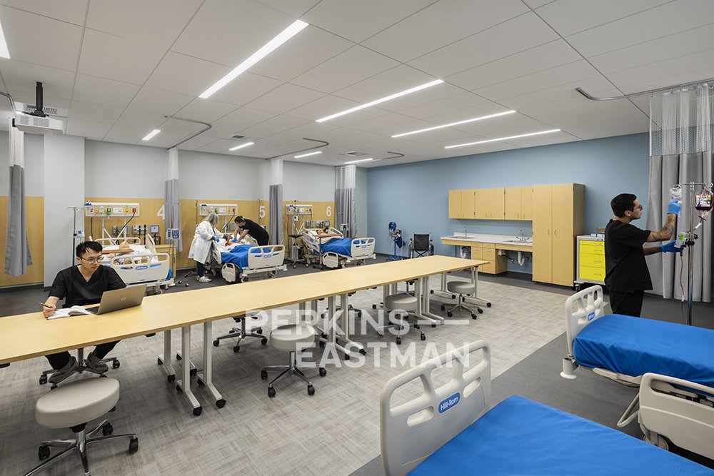 SJE CCD - EVC - Sequoia Nursing_Photo Int Classroom Skills Lab w People_Photograph by Andrew Rugge - Copyright Perkins Eastman.jpg