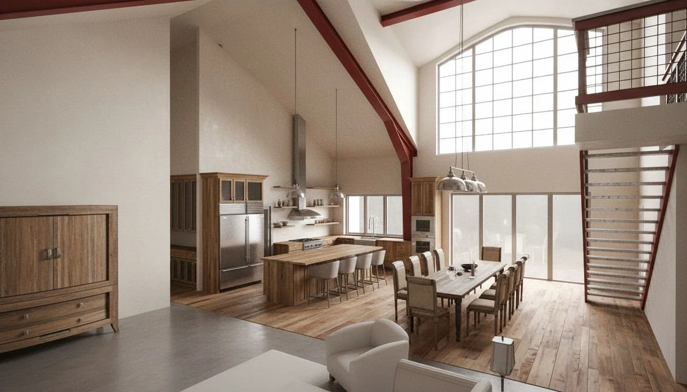 Holiday Sneak Peek!
We&rsquo;re excited to share a first look at our latest barndominium design&mdash;a bright, open-concept space with soaring ceilings, warm wood accents, and room for everyone to gather. Just in time for the holidays, we&rsquo;re p