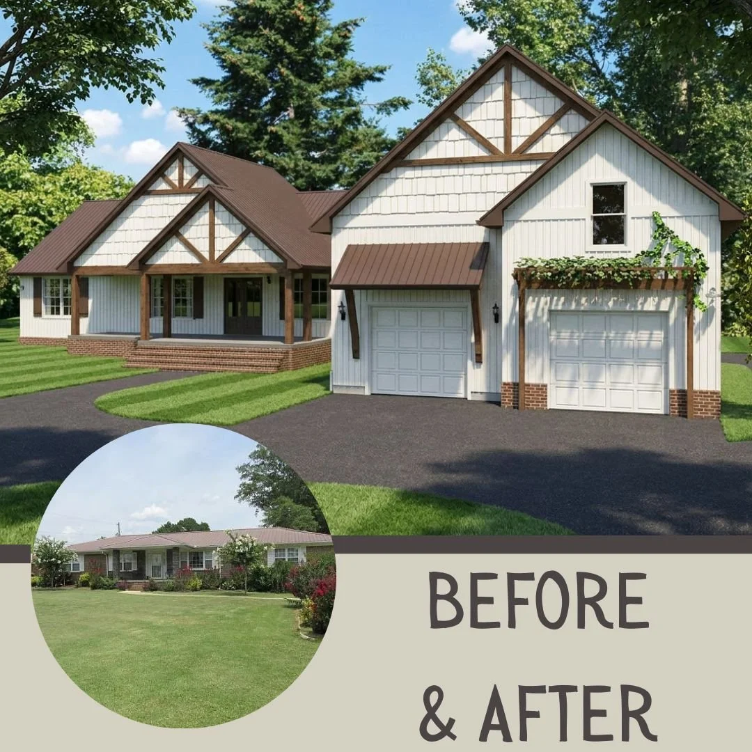 From ranch to dream home  and we are OBSESSED.

We are so proud to share this incredible transformation with you. What started as a classic brick ranch has been reimagined into a stunning modern farmhouse complete with board and batten siding, rich w