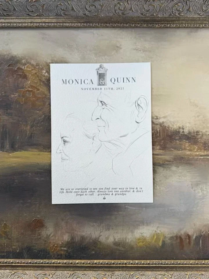 Capture your most special loved ones exactly as they were on your most special day with our realism live guest portraits, the perfect elegant and timeless way to archive your next event. 🌿 Our quick ten minute or less detailed sketches double as uni