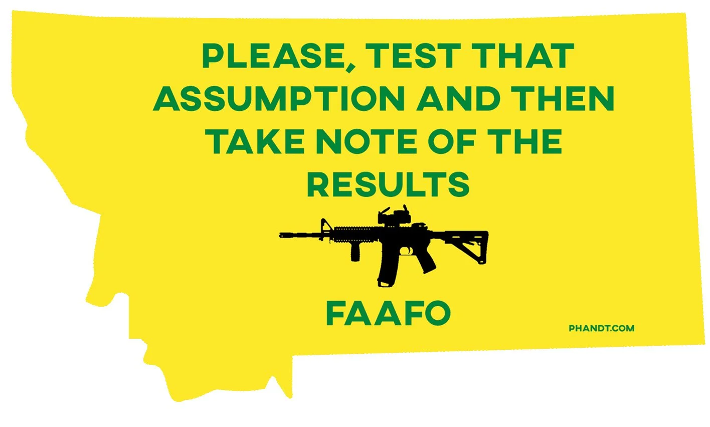 Please, Test That Assumption! FAAFO Sticker.