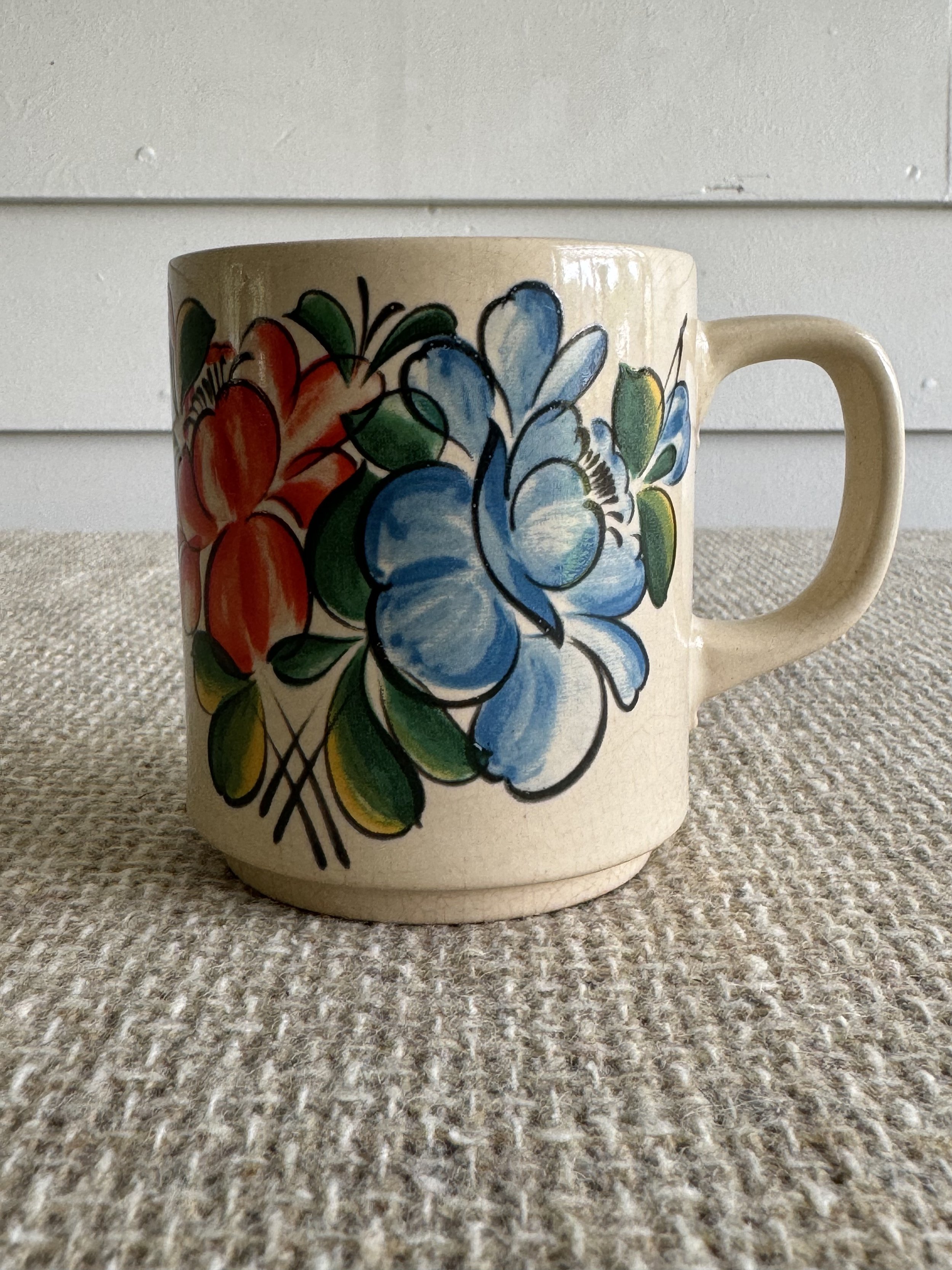 Vintage Japanese mug with flowers