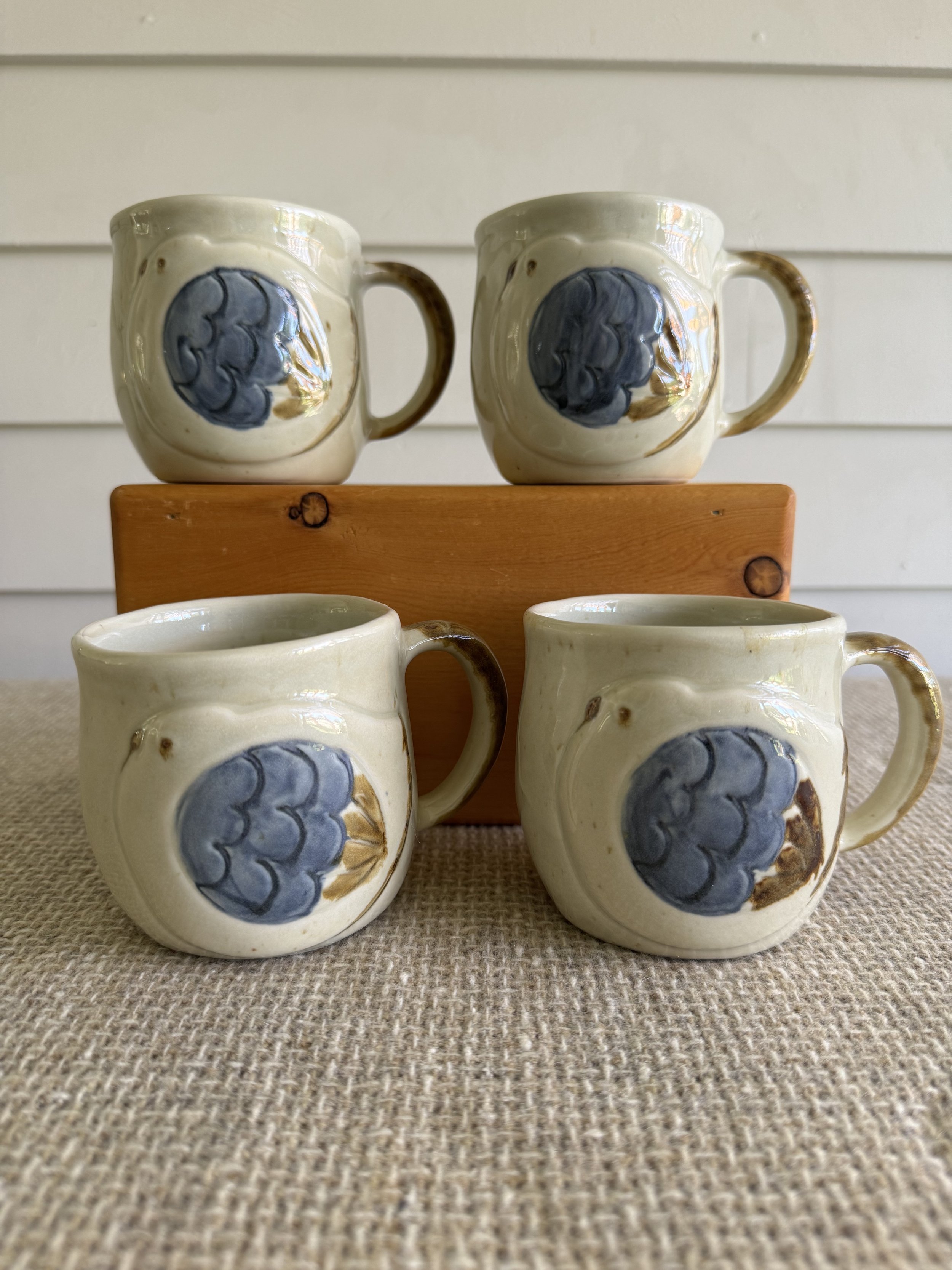 Set of four hand painted Otagiri mugs