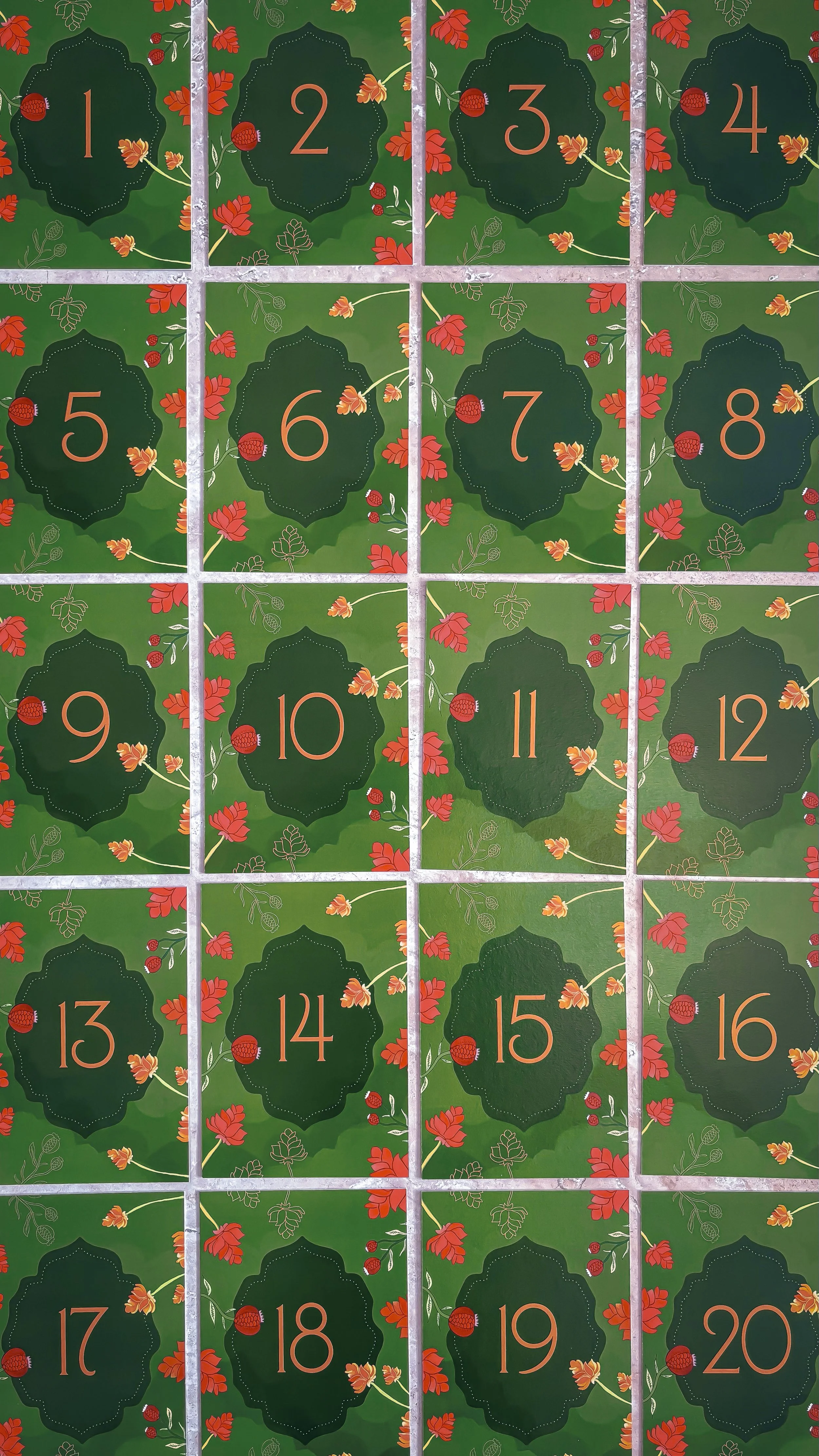 Colourful table numbers designed to coordinate with the wider bespoke wedding stationery suite for a wedding at Kin House
