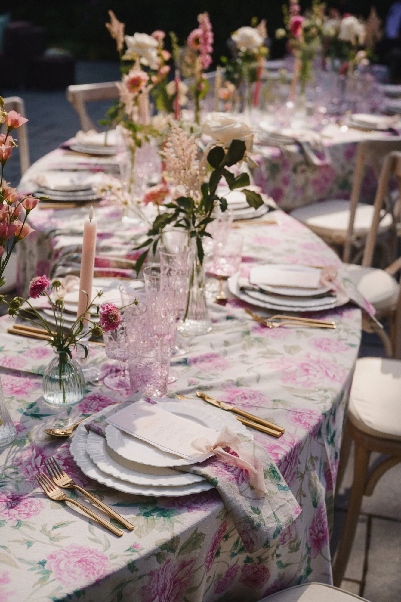 Romantic summer garden bespoke wedding menus designed by Carrie at Honey Bee Mine. Featuring deckled handmade paper, bespoke monogram, guest names, and blush tones. Finished with delicate silk chiffon ribbon. Captured at Styal Lodge.
