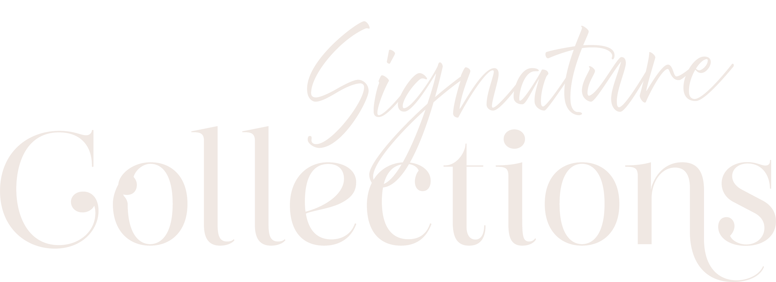 Stylized text reading "Signature Collections" in elegant cursive font.