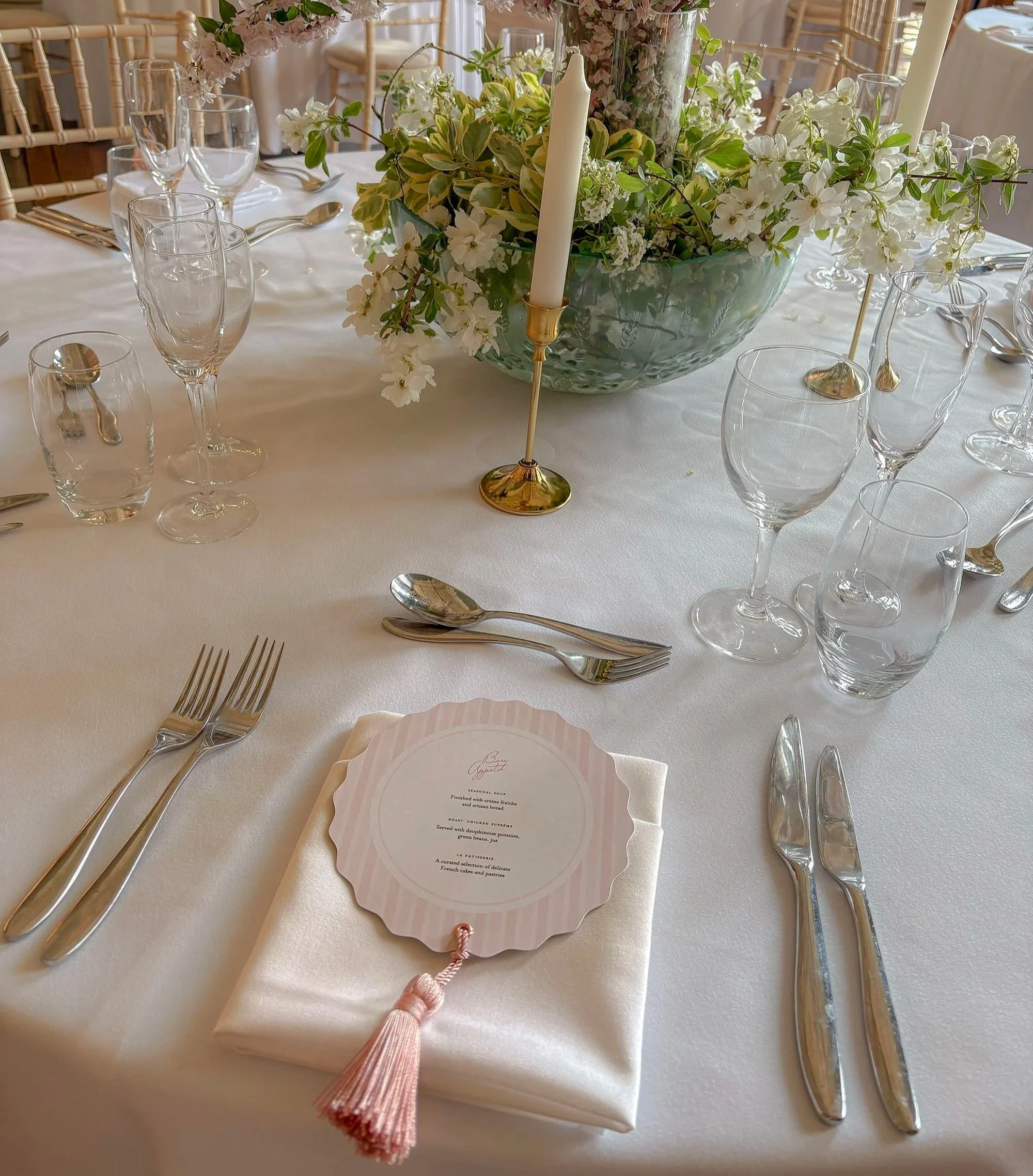 Striped Scalloped Tassel Menu