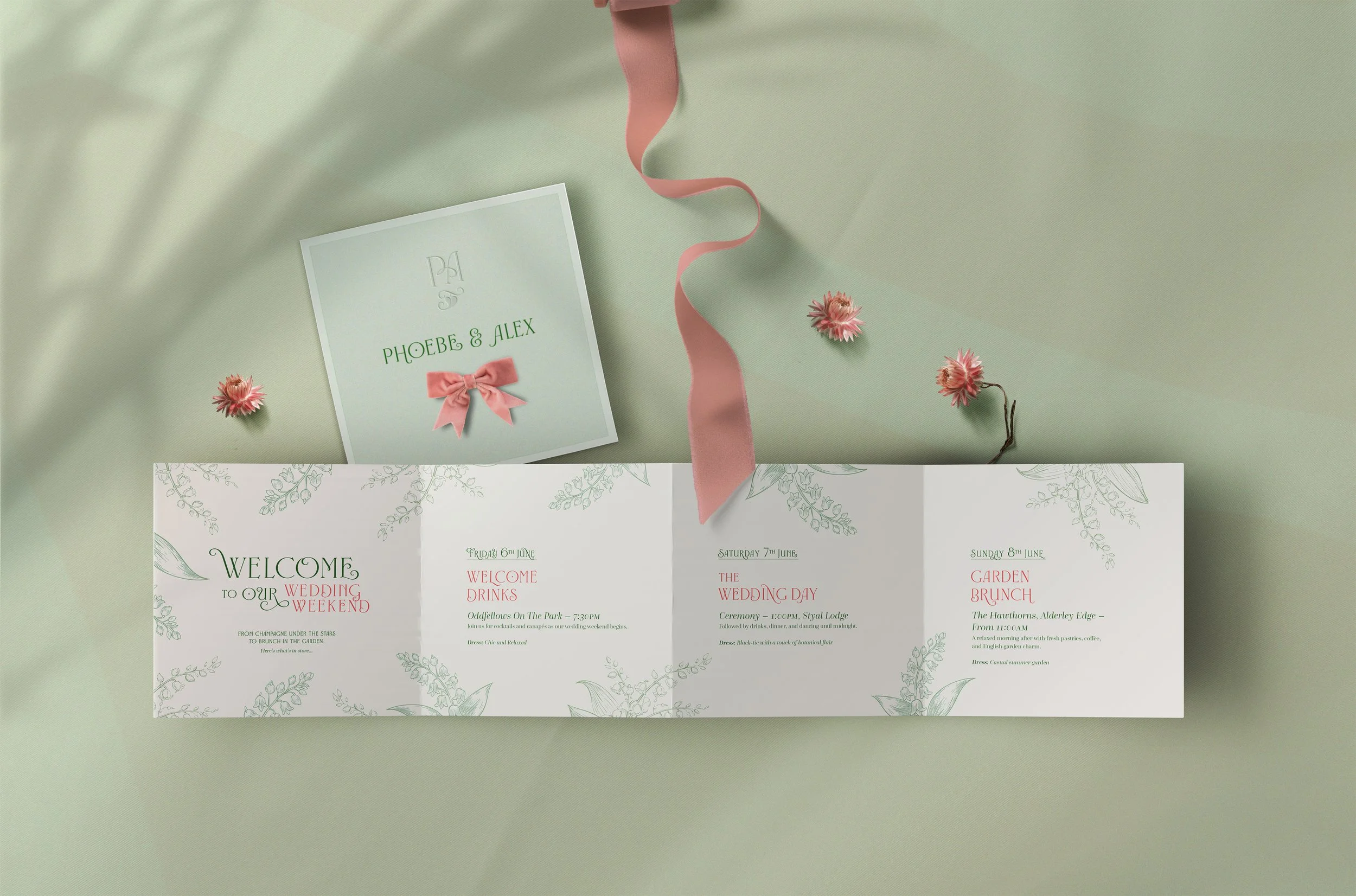 Bespoke wedding weekend itinerary by Honey Bee Mine