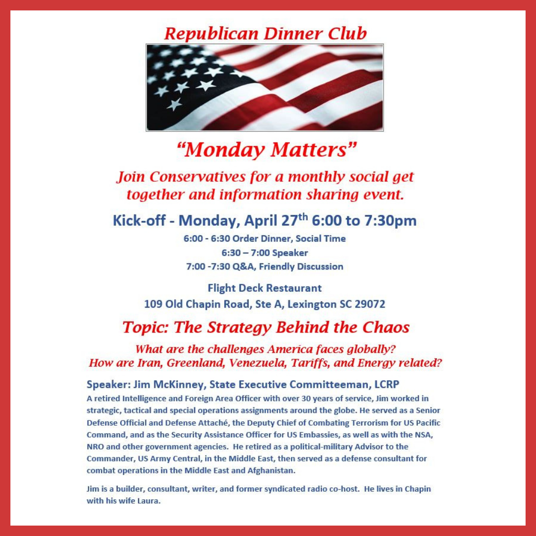 Republican Dinner Club “Monday Matters” Kick Off Event