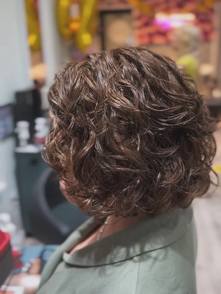 Scroll to see the before photo ✨Think 🌱ORGANIC COLOR 🌱can&rsquo;t fully cover gray on curly hair? 
This before &amp; after transformation features organic oil-based hair color and a custom curly haircut.
Curls feel soft, look incredibly shiny, and 