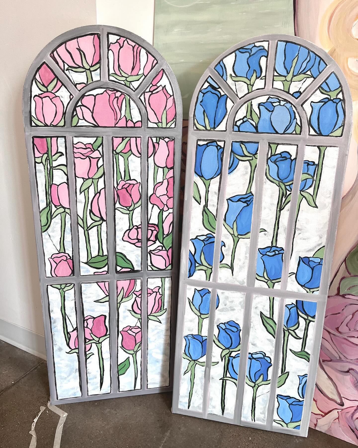 through the window&hellip; 🦋🫧🌸

two of my triptych paintings that i&rsquo;m touching up before I plan on selling them~ 
they were inspired by one of my fave childhood movies Barbie in the Princess and the Pauper, and also a Pinterest user that mad