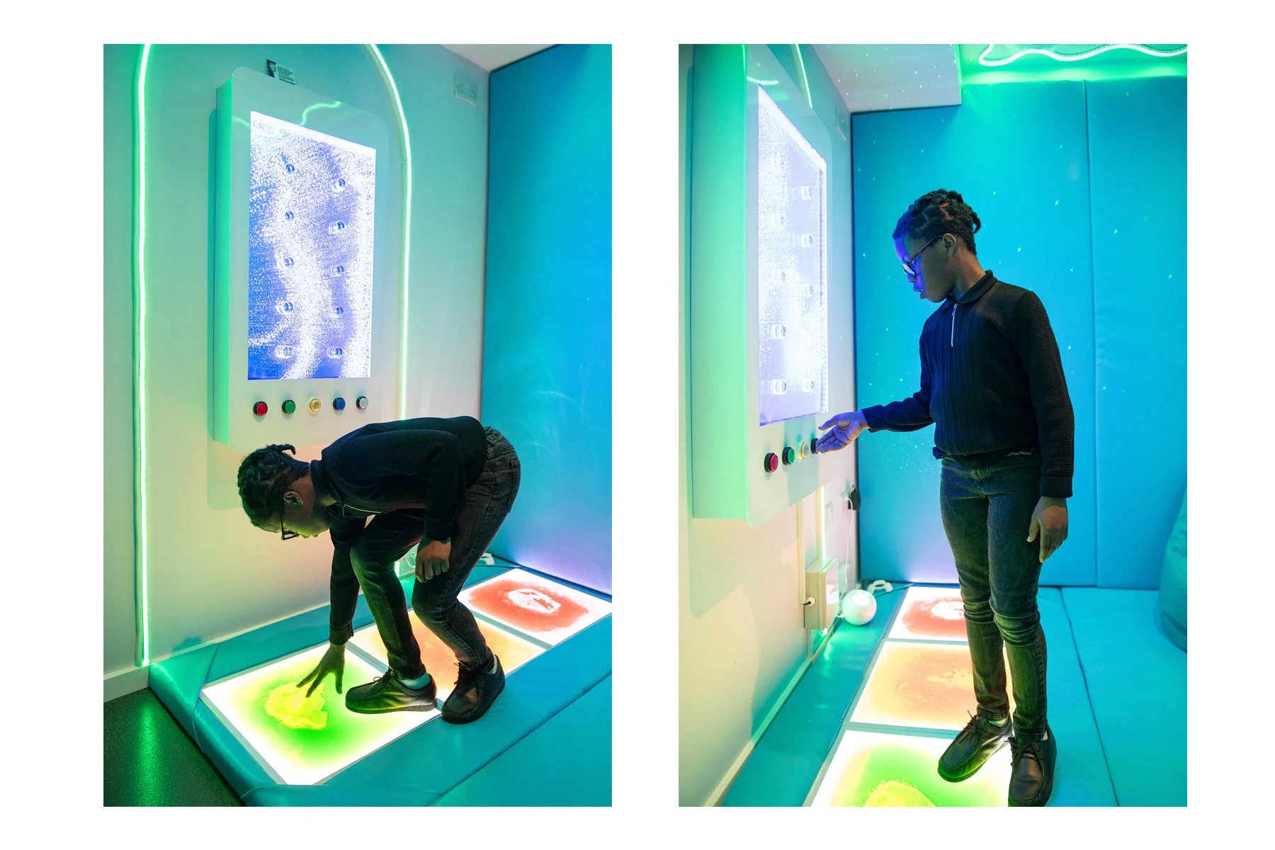 Boy using the sensory room