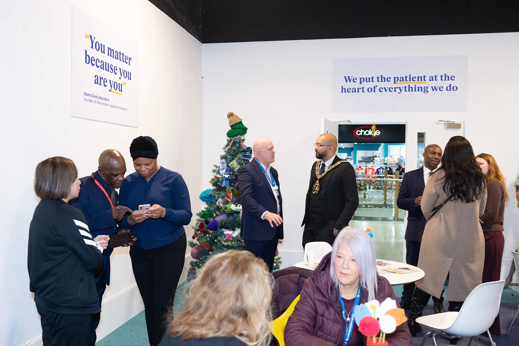 NLH CEO Declan Corrall and Mayor Ahmed Manbub (centre) in conversation