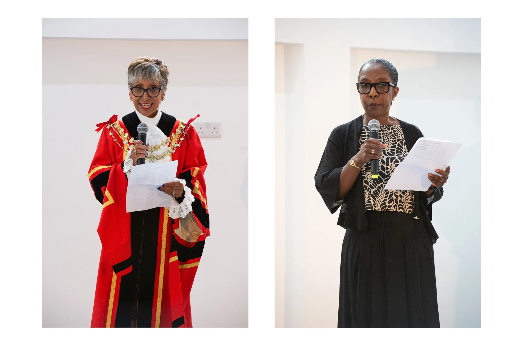 Reeta Chambal and Barbara Quartey give their speeches