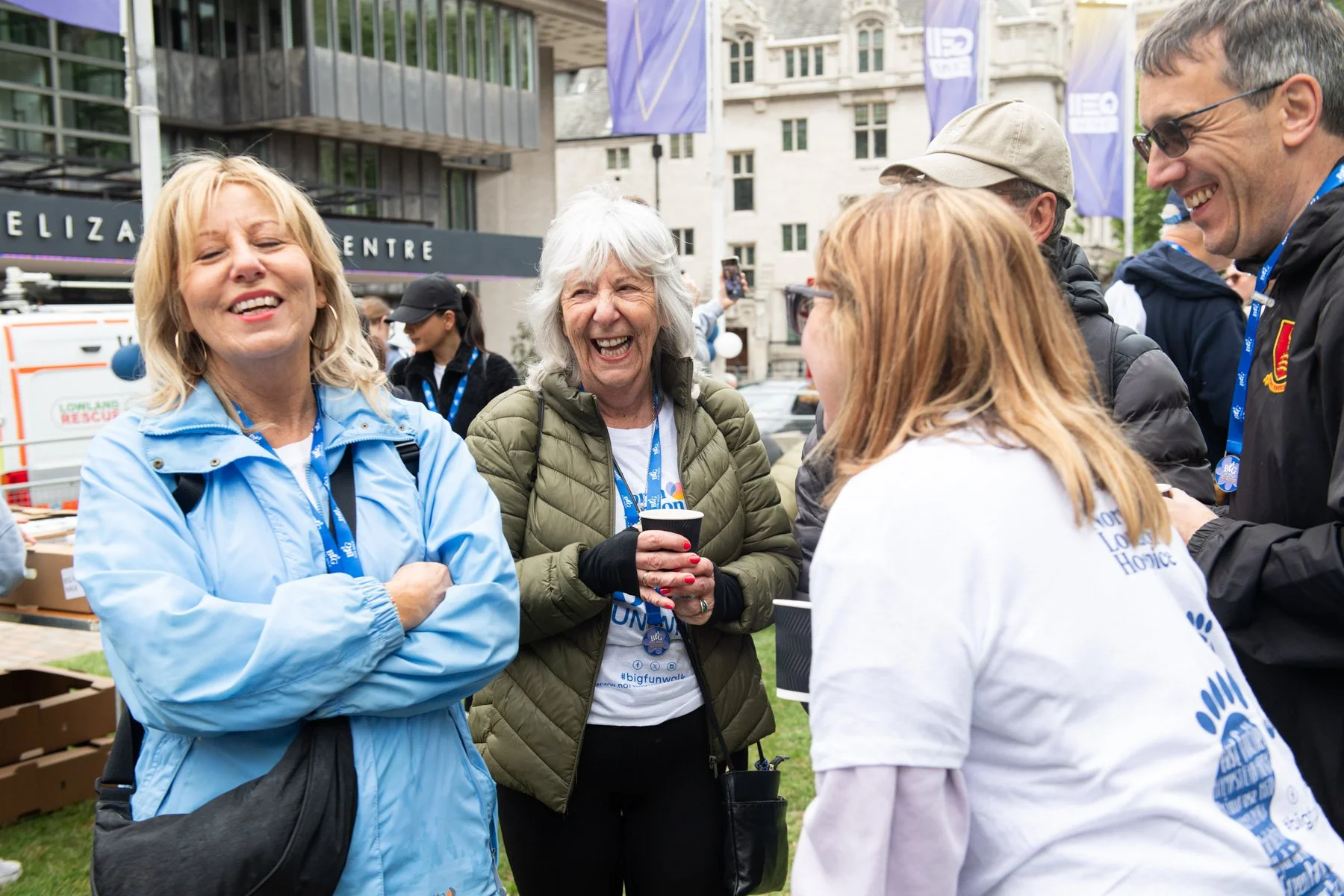 Walkers share a laugh after completing walk