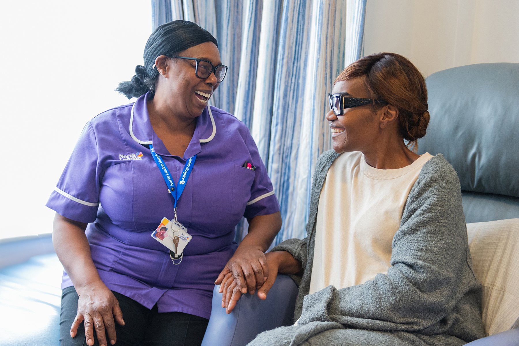 Nurse laughing with impatient