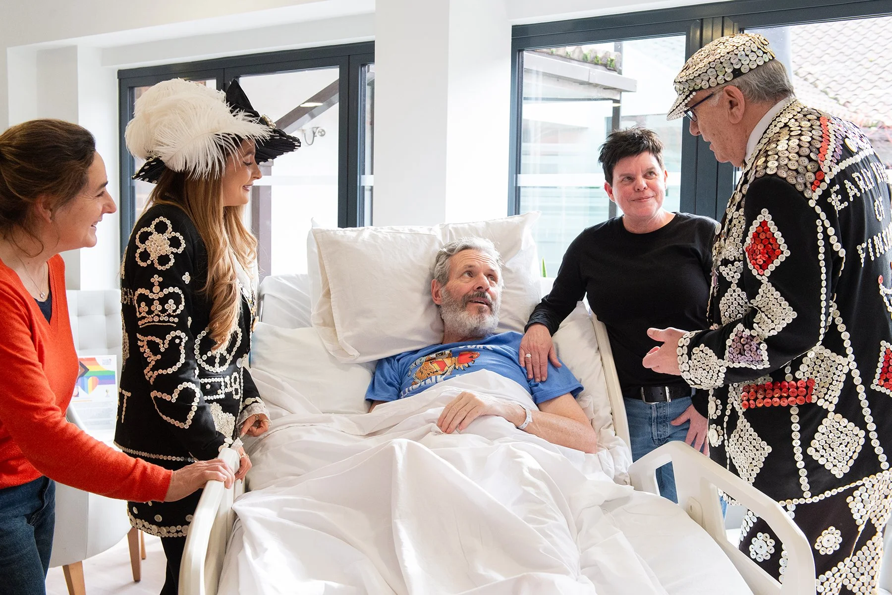 Pearly King of Finsbury and Queen of Barnet with impatient and family members