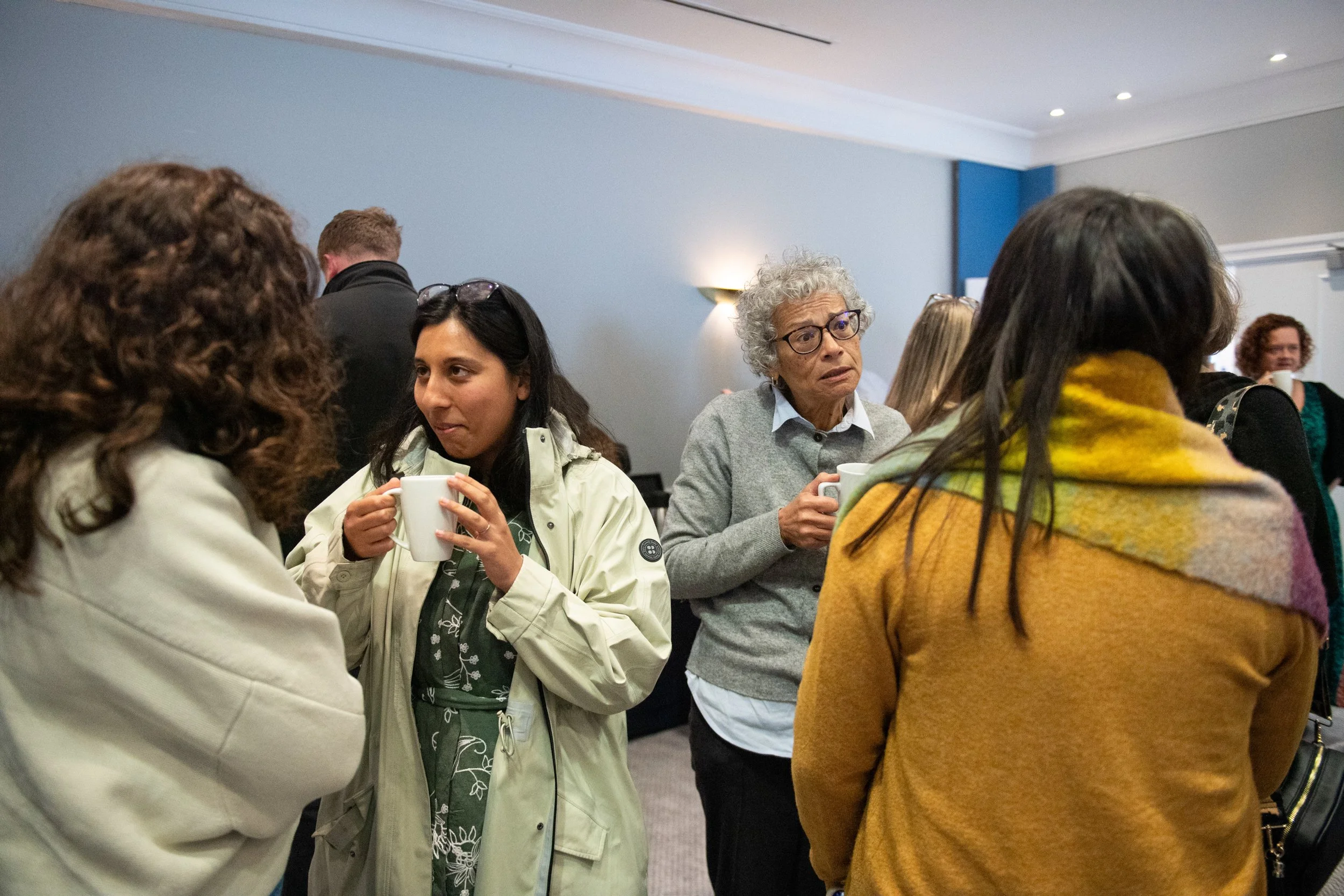 North London Hospice staff talking during coffee break