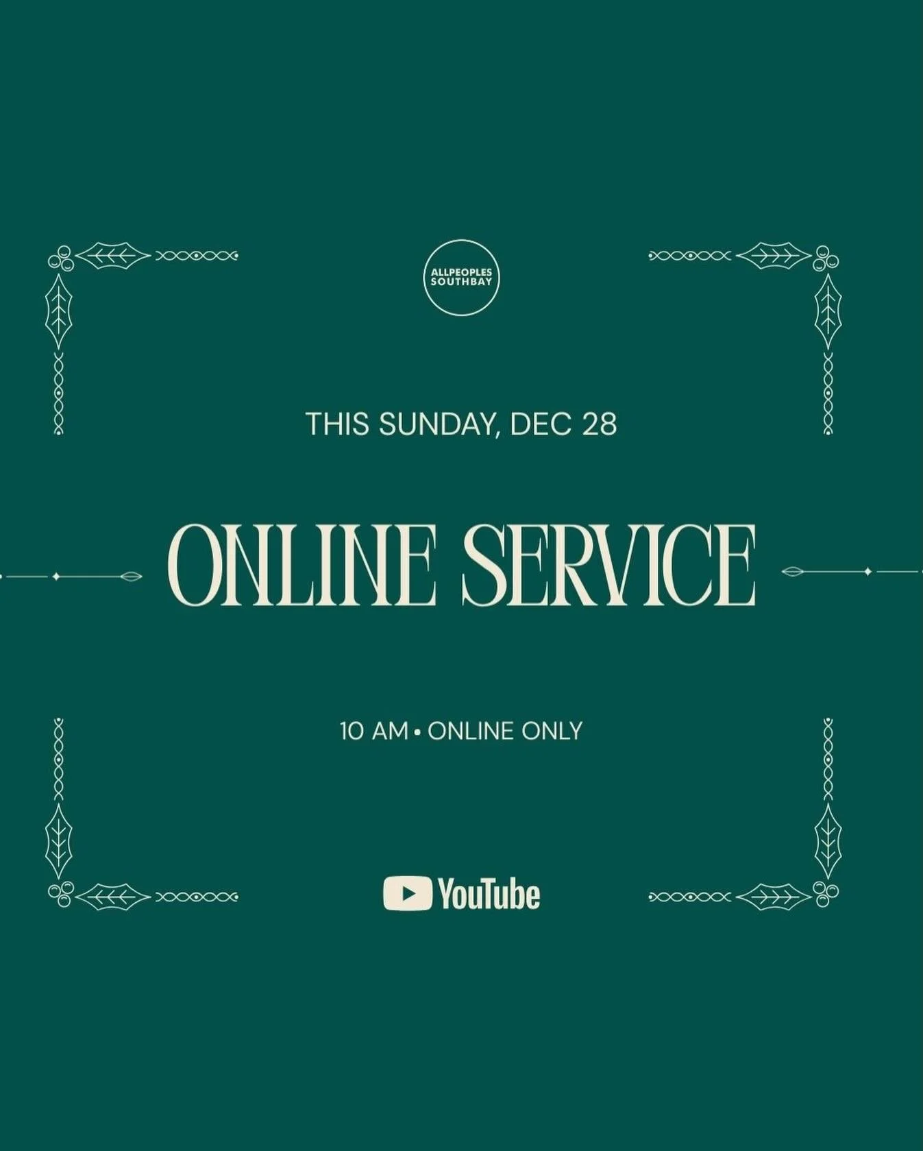 Hey church family!
As we close this year together, let&rsquo;s take a moment to reflect and look ahead to all God has for us.
✨ Special message from Pastor Jonathan Lair
🗓 Dec 28 | ⏰ 10 AM |
📍 YouTube &mdash; Online only (no in-person service)

//
