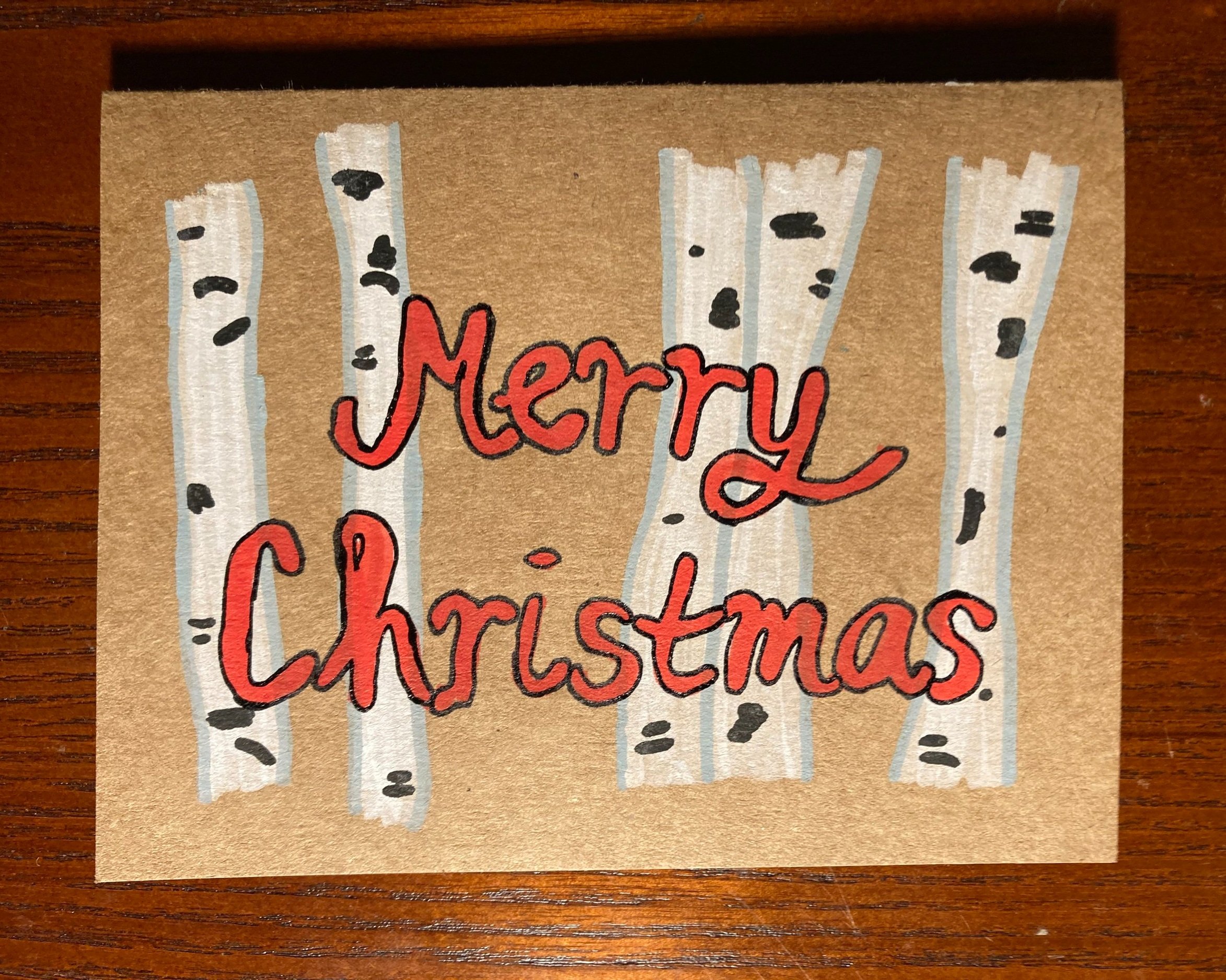 Merry Christmas Birch Trees Card