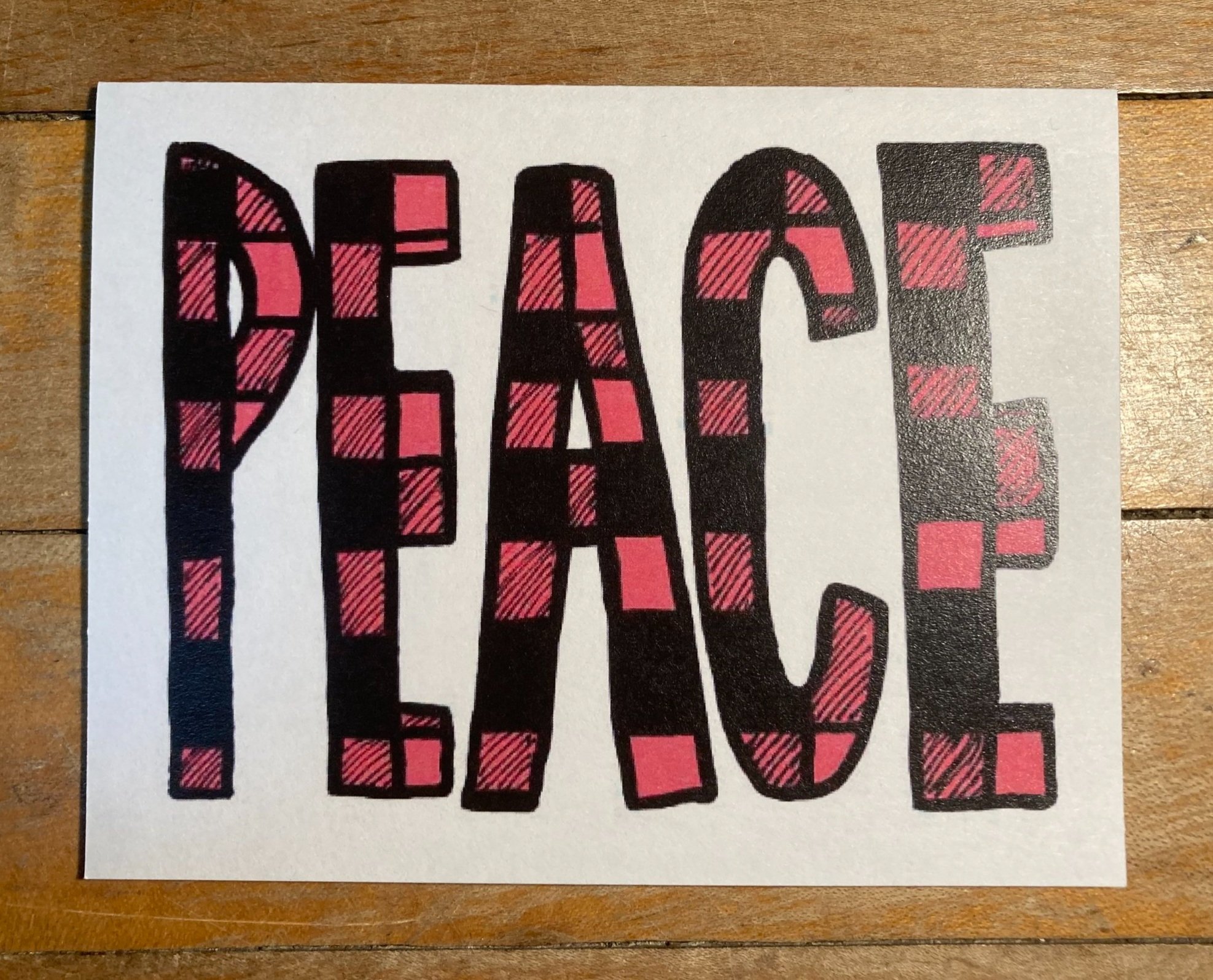 Peace Buffalo Plaid Card