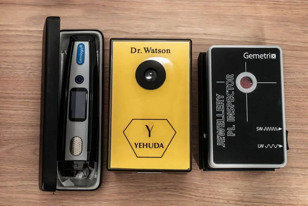 💎✨ Curious about how valuers detect lab-grown diamonds? 💎✨ It's all about staying ahead with the latest tech, including Gemlogis, Gemetrix, and our favourite piece of equipment, Dr Watson, that spots synthetic stones accurately using deep UV techno