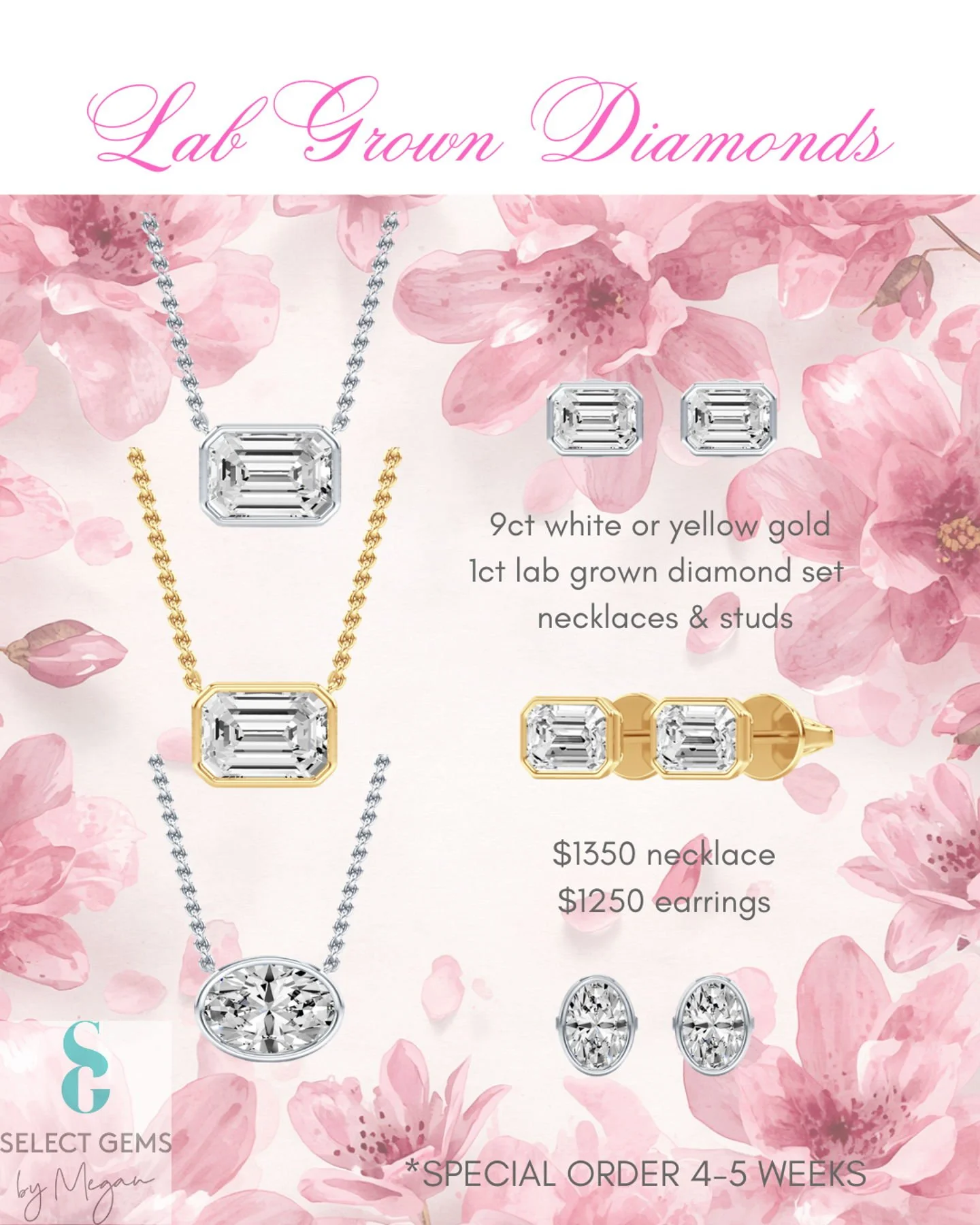 💎 Introducing our new Lab-Grown Diamond Collection 💎

At Select Gems by Megan, we've been busy organising new jewellery designs that are sleek, modern, and timeless.✨

Explore our stunning 1ct lab grown necklaces and earrings in 9ct white gold and 