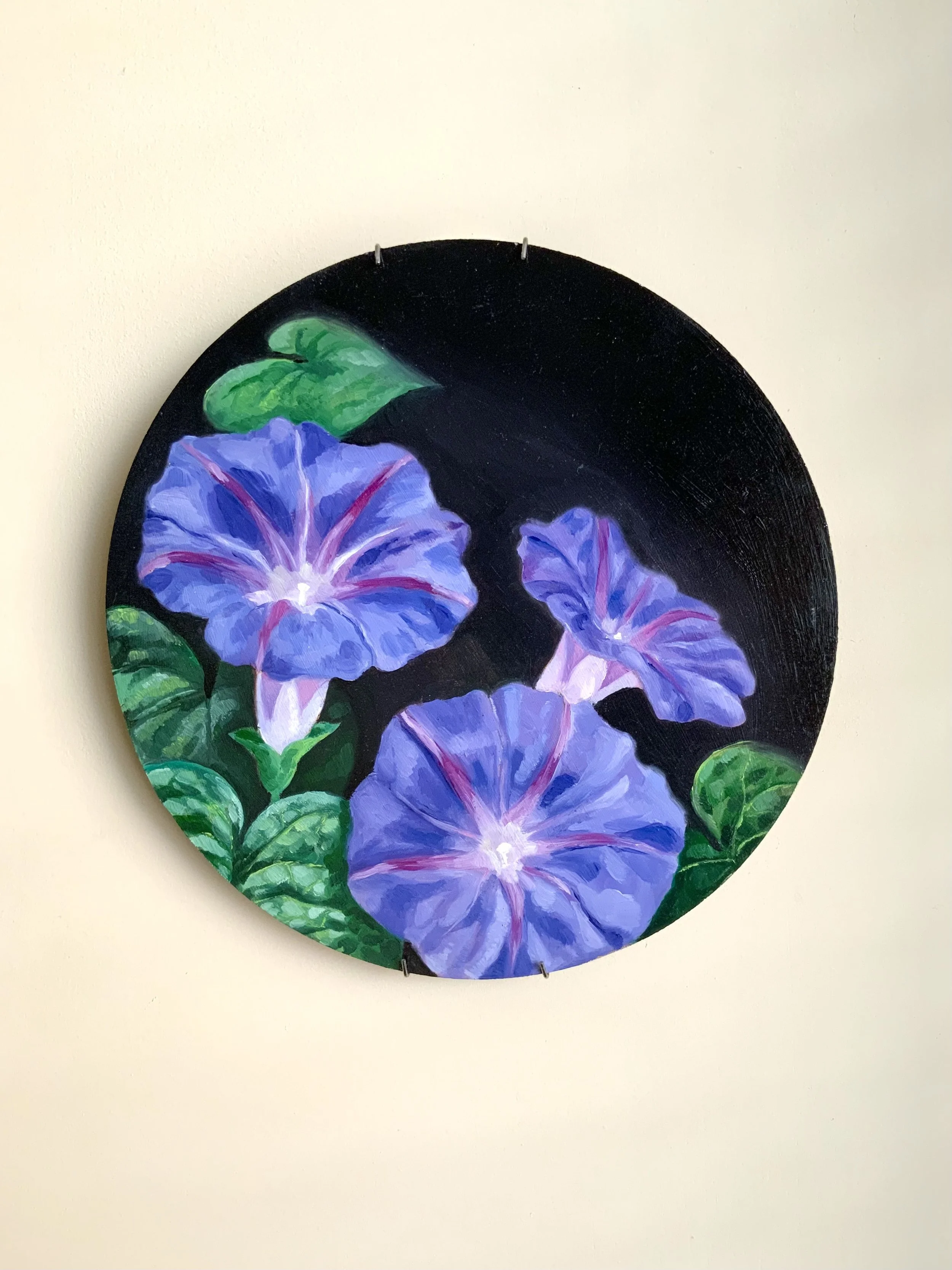 Morning Glory, 9"x9" Original round painting