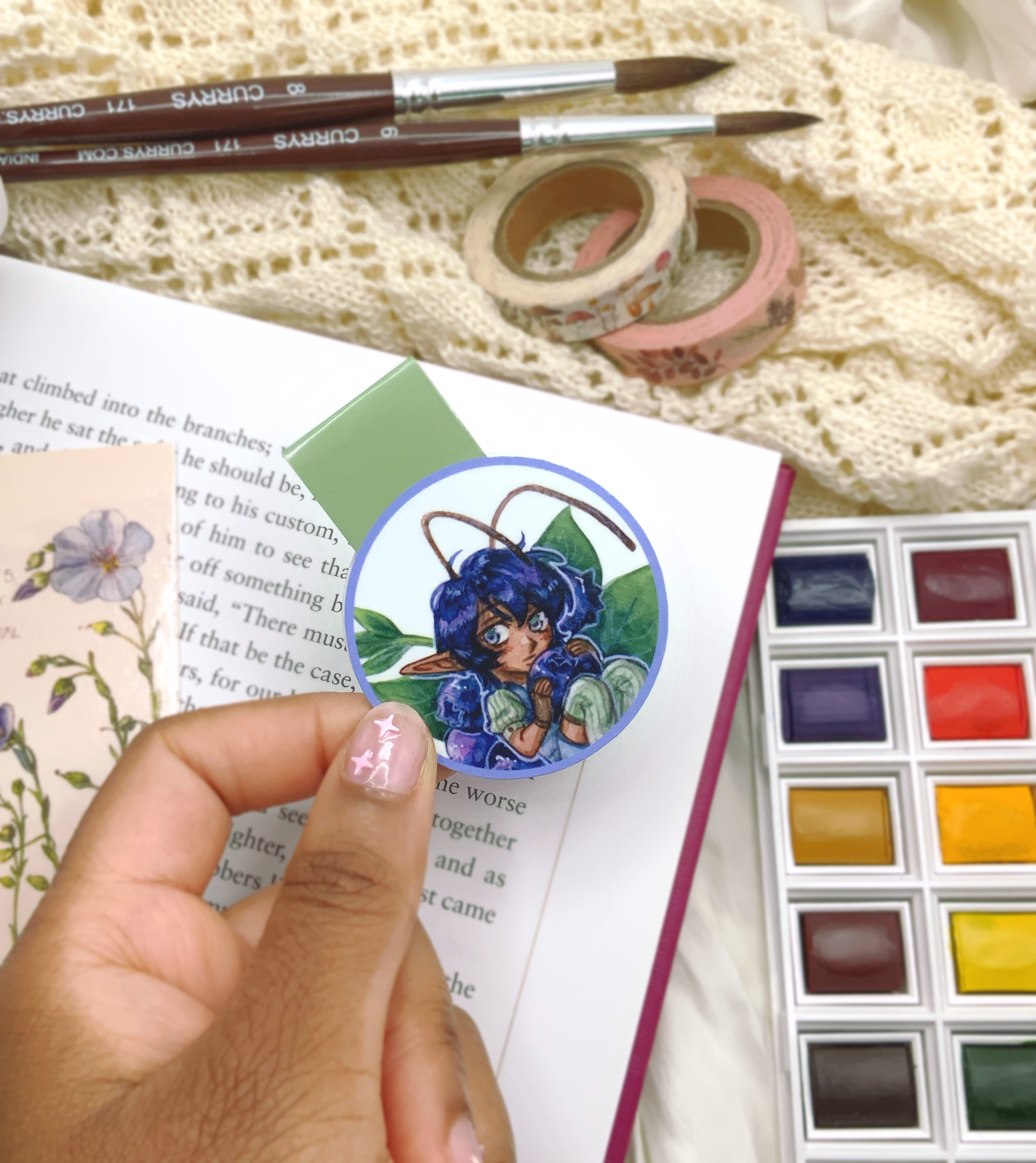 Blueberry fairy magnetic bookmark