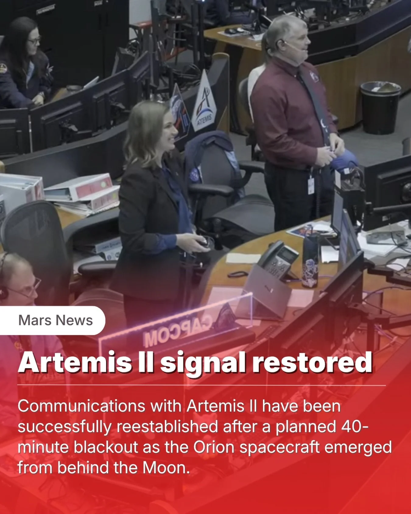 And just like that&hellip; they&rsquo;re back.

After roughly 40 minutes of complete silence, communication has been restored with the crew of Artemis II as the Orion spacecraft emerged from behind the Moon.

The blackout was expected. Planned. Pract