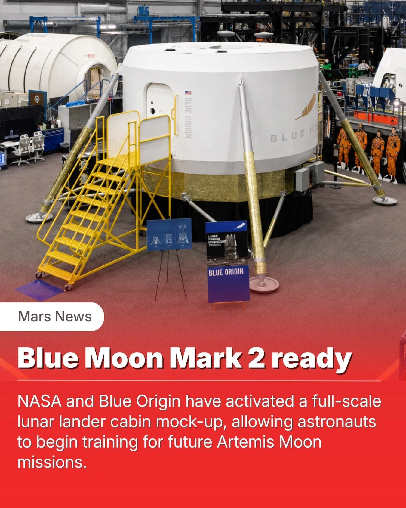 The next Moon landings are starting to feel&hellip;real.

At NASA&rsquo;s Johnson Space Center, astronauts can now walk through a full-scale mock-up of Blue Origin￼&rsquo;s future Blue Moon lunar lander cabin, the space where crews may one day live a